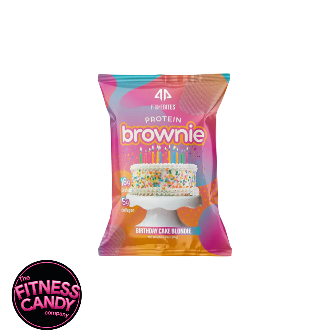 PRIME BITES Protein Brownie Birthday Cake Blondie