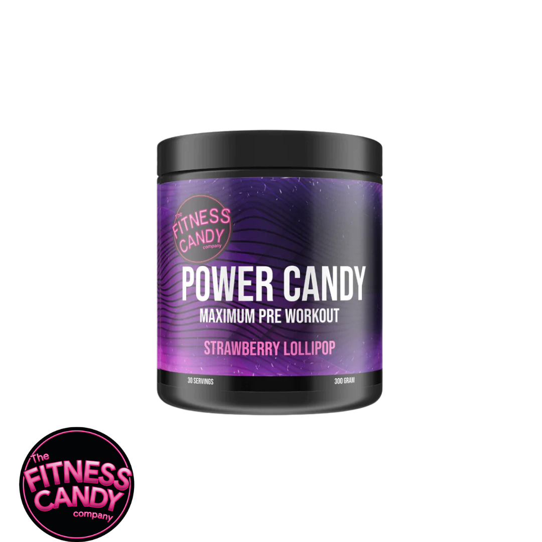 FITNESS CANDY POWER CANDY  MAXIMUM PRE WORKOUT STRAWBERRY LOLLIPOP